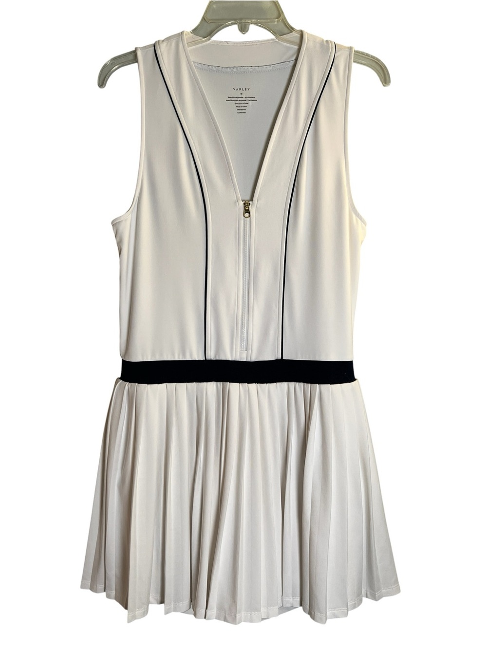 Varley White Tennis Dress with Black Trim